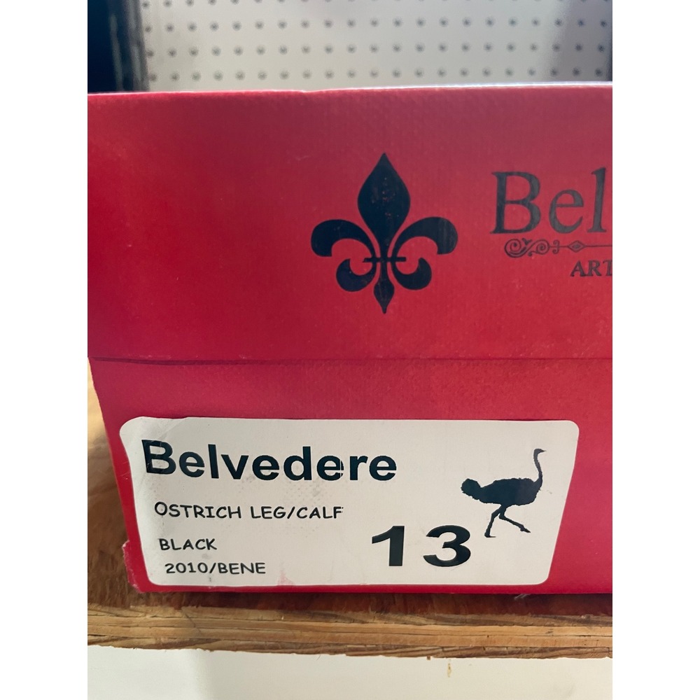 Belvedere Bene Black Ostrich Leg Calf Leather Sneakers Mens 13 2010/BENE New - Picture 8 of 9
